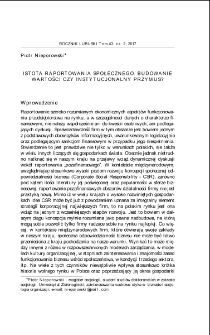 Istota raportowania społecznego. Budowanie wartości czy instytucjonalny przymus? = The essence of social reporting. Value building or institutional coercion?
