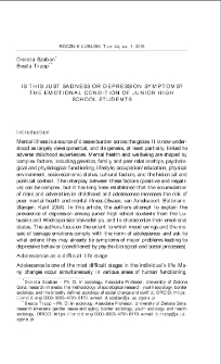 Is this just sadness or depression symptoms? The emotional condition of junior high school students = Smutek dojrzewania czy objawy depresji? Kondycja emocjonalna gimnazjalistów