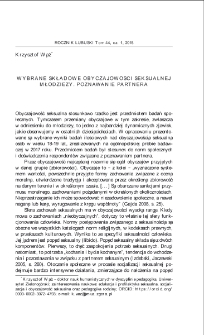 Wybrane składowe obyczajowości seksualnej młodzieży. Poznawanie partnera = Selected components of youth`s sexual customs. Meeting a partner