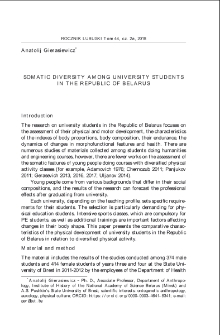 Somatic diversity among university students in the republic of Belarus = Zróżnicowanie cech somatycznych studentów republiki Białorusi