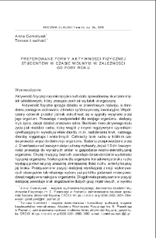 Preferowane formy aktywności fizycznej studentów w czasie wolnym w zależności od pory roku = Students` preferred physical activities in leasure time depending on the seasons of the year