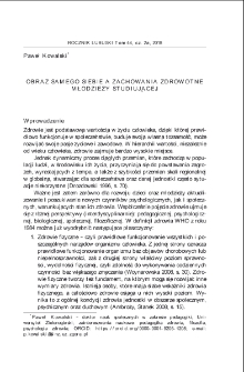 Obraz samego siebie a zachowania zdrowotne młodzieży studiującej = The self-concept and health behaviour in studing youth