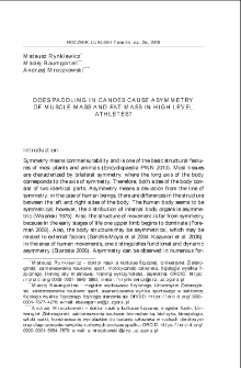 Does paddling in canoes cause asymmetry of muscle mass and fat mass in high level athletes? = Czy wiosłowanie w kanadyjce powoduje asymetrię rozkładu masy mięśniowej i tłuszczu?