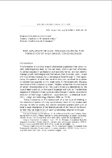 The influence of high technologies on the formation of high-order consciousness = Wpływ technologii zaawansowanej na kształtowanie myślenia wyższego rzędu