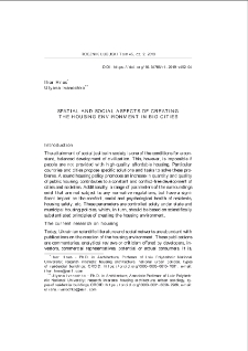 Aspekty przestrzenne i społeczne w odniesieniu do kształtowania środowiska mieszkaniowego w dużym mieście = Spatial and social aspects of creating the housing environment in big cities