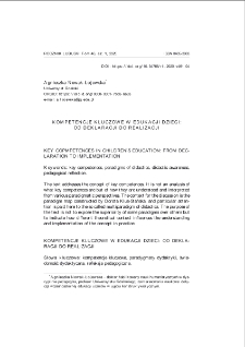 Kompetencje kluczowe w edukacji dzieci: od deklaracji do realizacji = Key competences in children`s education: from declaration to implementation