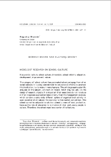 Modele badań nad kulturą szkoły = Models of research on school culture