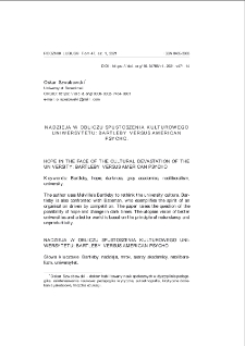 Nadzieja w obliczu spustoszenia kulturowego uniwersytetu: Bartleby versus American Psycho = Hope in the face of the cultural devastation of the university: Bartleby versus American Psycho