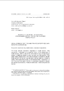 Podmioty ekonomii społecznej i przedsiębiorstwa prywatne. Bariery współpracy = Social economy entities and private enterprises. Barriers to cooperation