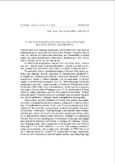 O Profesor Marii Zielińskiej na jubileusz 40-lecia pracy zawodowej