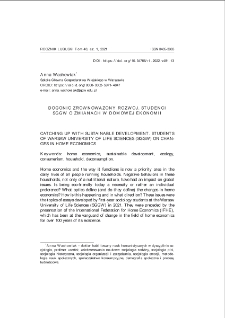 Dogonić zrównoważony rozwój. Studenci SGGW o zmianach w domowej ekonomii = Catching up with sustainable development. Students of Warsaw University of Life Sciences (SGGW) on changes in home economics