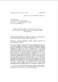 Is happiness possible during the war: an analysis of value shifts on student essay materials = Czy szczęście jest możliwe podczas wojny: analiza zmian wartości na materiałach esejowych dla studentów
