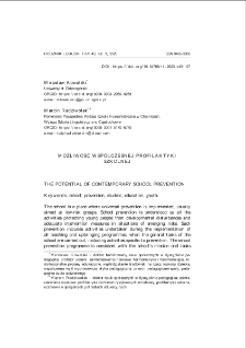 Możliwość współczesnej profilaktyki szkolnej = The potential of contemporary school prevention