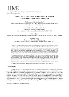 Model analysis of worm gear pair system using finite element analysis