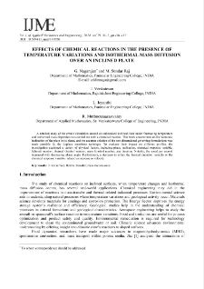 Effects of chemical reactions in the presence of temperature variations and isothermal mass diffusion over an inclined plate
