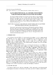Kangaroo protocol as a sensor: monitoring parameters of wireless sensor networks = Protokół Kangaroo jako sensor: monitorowanie parametrów Bezprzewodowych Sieci Sensorowych