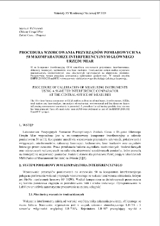 Procedura wzorcowania przyrządów pomiarowych na 50 m komparatorze interferencyjnym Głównego Urzędu Miar = Procedure of calibration of measuring instruments using a 50-meter interference comparator at the Central Office of Measures