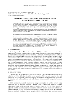 Distributed data-centric maintenance and management layer for WSN = Rozproszona, zorientowana na dane warstwa konserwacji i zarządzania WSN