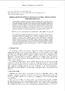 Modular development of data-centric applications for edge devices = Modułowy rozwój aplikacji zorientowanych na dane dla urządzeń brzegowych