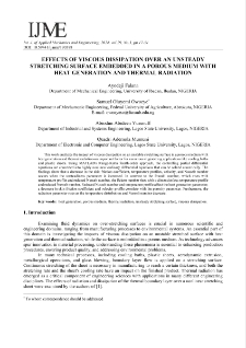 Effects of viscous dissipation over an unsteady stretching surface embedded in a porous medium with heat generation and thermal radiation