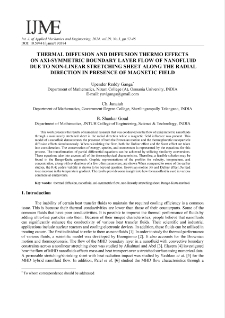 Thermal diffusion and diffusion thermo effects on axi-symmetric boundary layer flow of nanofluid due to non-linear stretching sheet along the radial direction in presence of magnetic field