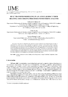 Heat transfer modelling in an annular disc under heating and cooling processes with stress analysis