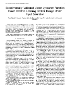 Experimentally Validated Vector Lyapunov Function-Based Iterative Learning Control Design Under Input Saturation