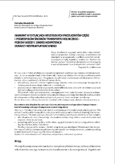 Gwarant w sytuacjach kryzysowych producentów części i podzespołów środków transportu rolniczego - poziom wiedzy i zakres kompetencji doradcy restrukturyzacyjnego = Guarantee in crisis situations for parts manufacturers and components of agricultural transport means - level of knowledge and scope of competences restructuring advisor