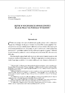 Język w socjolekcie społeczności Black Pillu na portalu Wykop.pl = Language in the sociolect of the Black Pill community on Wykop.pl