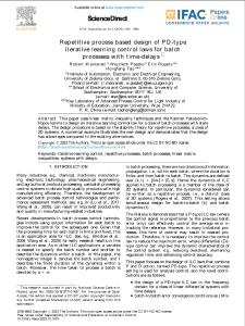 Repetitive process based design of PD-type iterative learning control laws for batch processes with time-delays