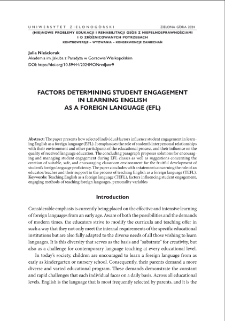 Factors Determining Student Engagement in Learning English as a Foreign Language (EFL)