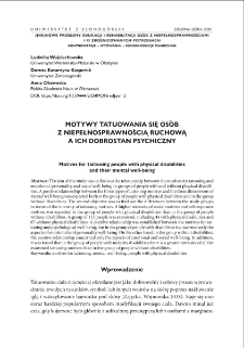 Motywy tatuowania się osób z niepełnosprawnością ruchową a ich dobrostan psychiczny = Motives for tattooing people with physical disabilities and their mental well-being