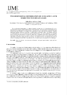 Two-dimensional deformation of an elastic layer subjected to surface loads