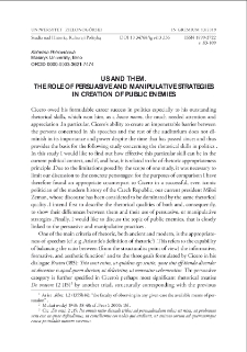 Us and them. The role of persuasive and manipulative strategies in creation of public enemies = My i oni. Rola struktur osobistych i manipulacyjnych w tworzeniu wrogów publicznych