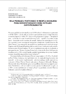 Rola przekładu poetyckiego w recepcji angielskiej poezji metafizycznej XVII wieku w Polsce. Zarys problematyki = The role of poetry translation in the reception of 17th-century English metaphysical poetry in Poland. Overview of issues