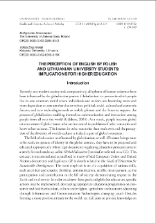 Postrzeganie języka angielskiego przez polskich i litewskich studentów: wnioski dla uczelni wyższych = The perception of English by Polish and Lithuanian university students: implications for higher education