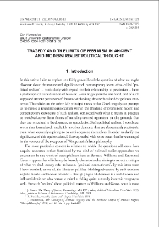 Tragedy and the limits of pessimism in ancient and modern realist political thought = Tragedia i granice pesymizmu w starożytnej i współczesnej realistycznej myśli politycznej
