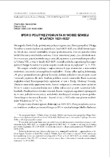 Spór o politykę Zygmunta III wobec Szwecji w latach 1621-1632