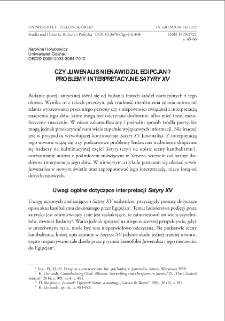 Czy Juwenalis nienawidził Egipcjan? Problemy interpretacyjne "Satyry XV" = Did Juvenal hate the Egyptians? Interpretation problems of "Satire XV"