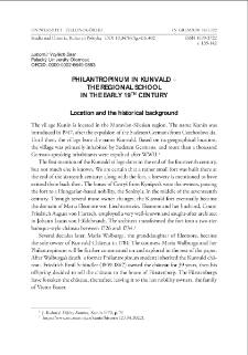 Philantropinum in Kunvald - the regional school in the early 19th century = Philantropinum w Kunvald - szkoła regionalna w XIX wieku