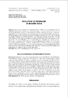 Evolution of Federalism in Modern India = Ewolucja federalizmu we współczesnych Indiach