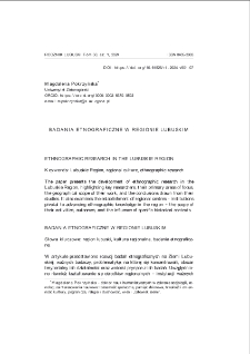 Badania etnograficzne w regionie lubuskim = Ethnographic research in the Lubuskie Region