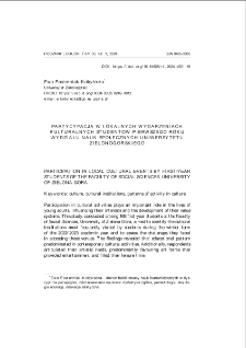 Partycypacja w lokalnych wydarzeniach kulturalnych studentów pierwszego roku Wydziału Nauk Społecznych Uniwersytetu Zielonogorskiego = Participation in local cultural events by first-year students of the Faculty of Social Sciences, University of Zielona Gora