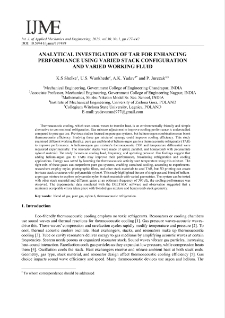 Analytical Investigation of TAR for Enhancing Performance Using Varied Stack configuration and Varied Working Fluid