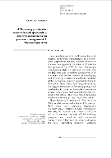 A Samsung production system-based approach to improve manufacturing process management in Vietnamese firms