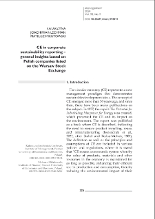 CE in corporate sustainability reporting - general insights based on Polish companies listed on the Warsaw Stock Exchange