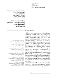 How do wise leaders perform? Conceptualizing wise leadership and its styles