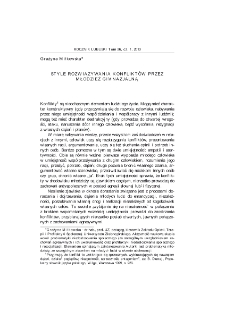 Style rozwiązywania konfliktów przez młodzież gimnazjalną = Ways of resolving conflicts by middle school students