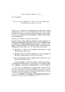 Aktualne wyzwania w pracy wychowawczej z młodzieżą gimnazjalną = Current challenges in educational work with middle school youth