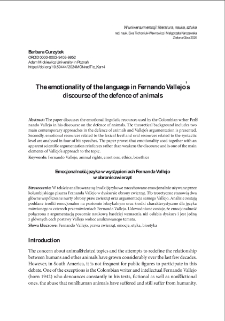 Emocjonalność języka w wystąpieniach Fernanda Vallejo w obronie zwierząt